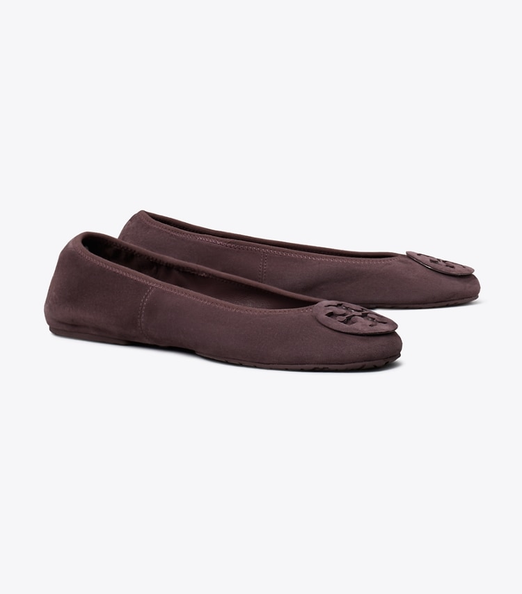 Tory Burch designer flats Reva Travel Ballet in SMOKY PLUM / SMOKY PLUM angle