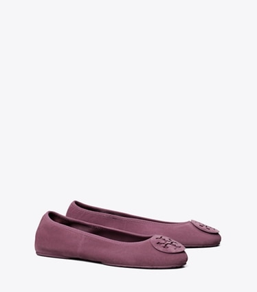 Tory Burch designer flats Reva Travel Ballet in MAUVE / MAUVE angle