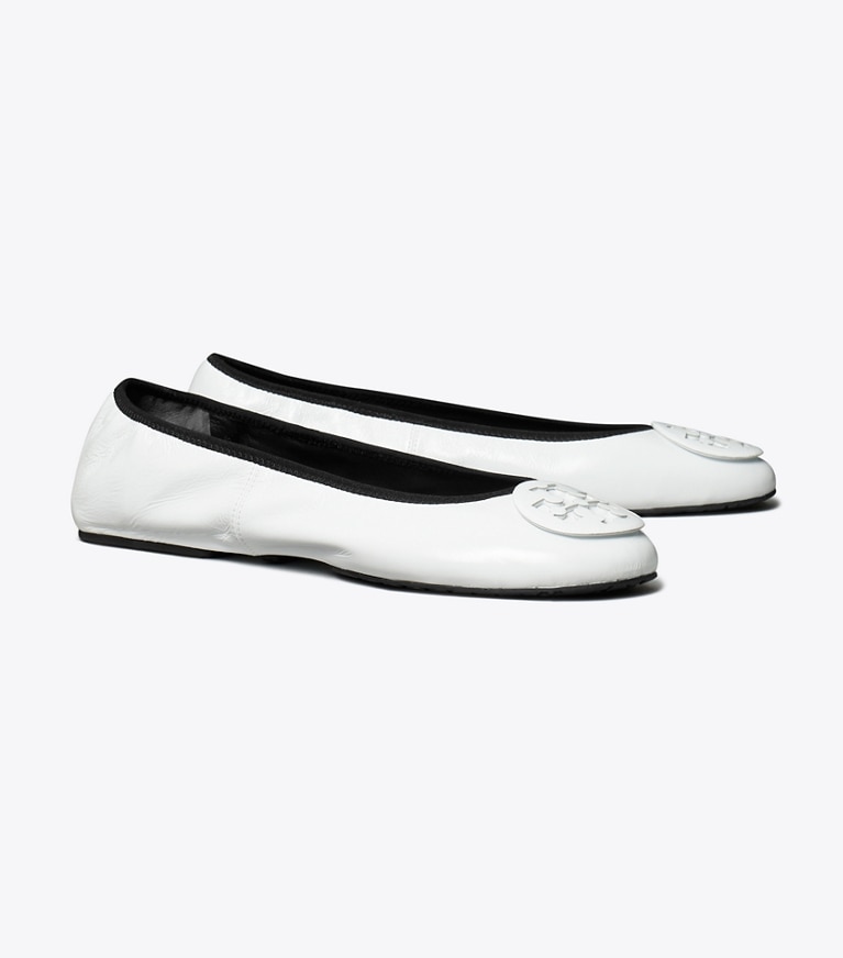 Tory Burch designer フラット リーヴァ トラベル バレエ in OPTIC WHITE / OPTIC WHITE angle
