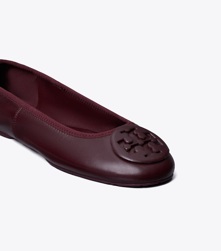 Tory Burch designer flats Reva Travel Ballet in DARK CARMINE / DARK CARMINE angle