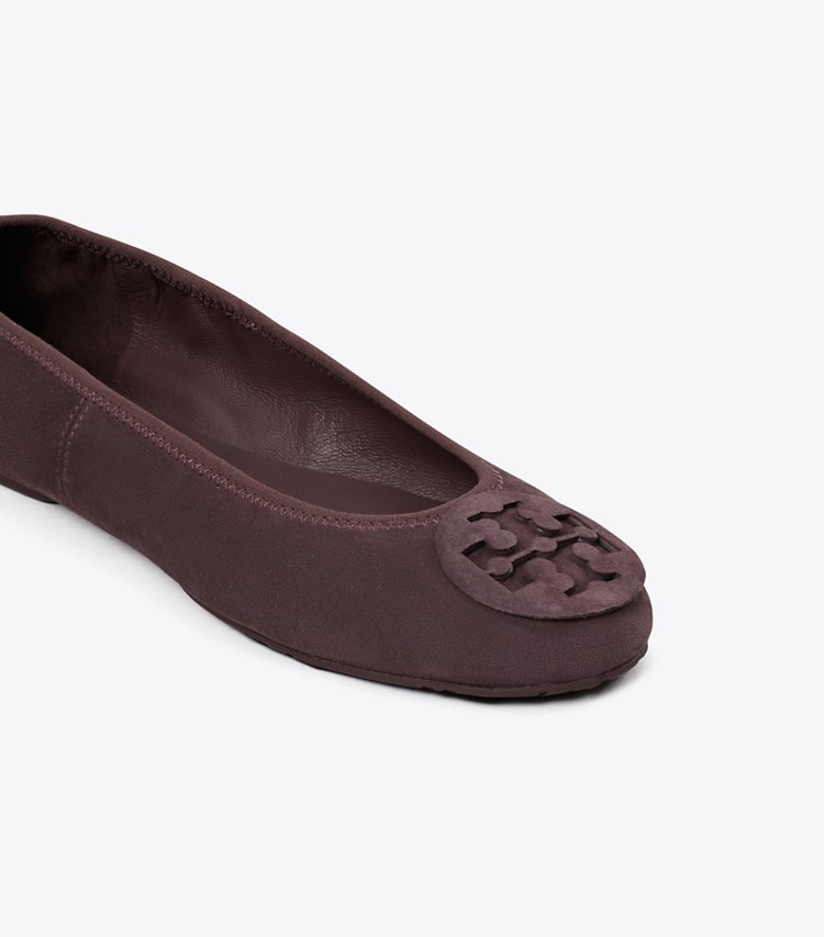Tory Burch designer flats Reva Travel Ballet in SMOKY PLUM / SMOKY PLUM detail