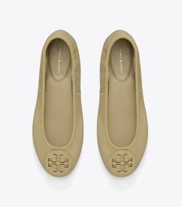 Tory Burch designer flats Reva Travel Ballet in PALO SANTO / PALO SANTO overhead