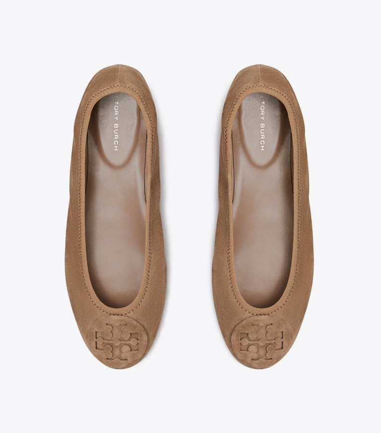 Tory Burch designer flats Reva Travel Ballet in RIVER ROCK overhead