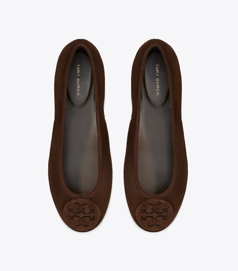 Tory Burch designer flats Reva Travel Ballet in DARK COCOA / DARK COCOA angle