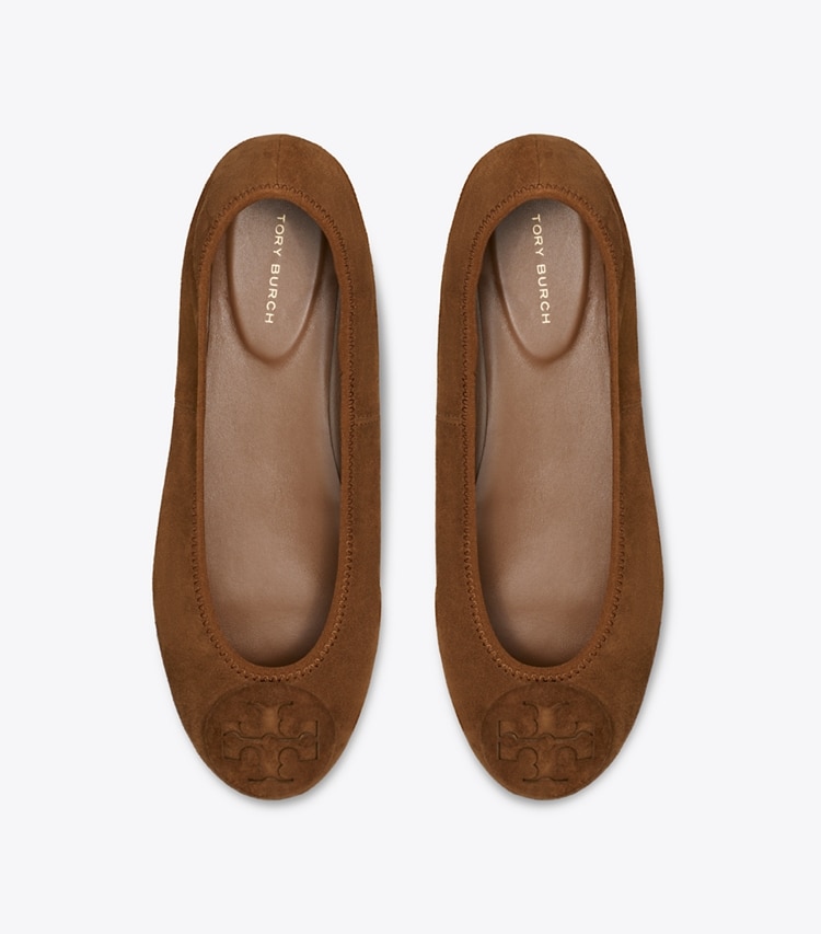 Tory Burch designer flats Reva Travel Ballet in PARK BENCH overhead