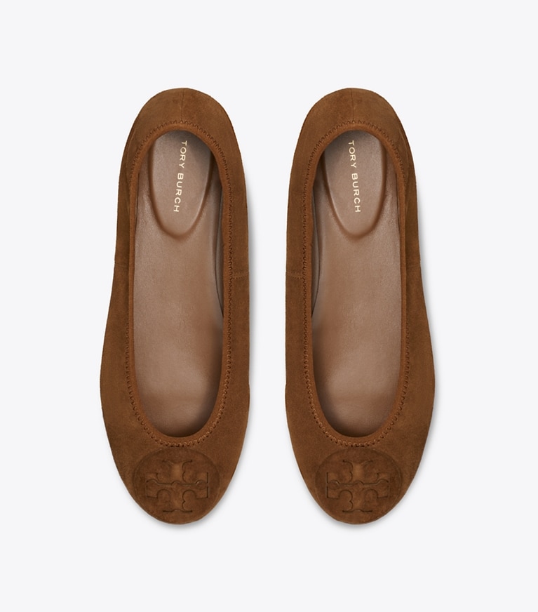 Tory Burch designer flats Reva Travel Ballet in PARK BENCH overhead