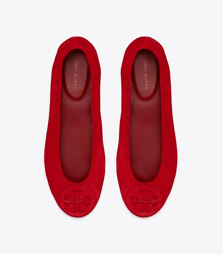 Tory Burch designer flats Reva Travel Ballet in TOUCAN RED / TOUCAN RED overhead