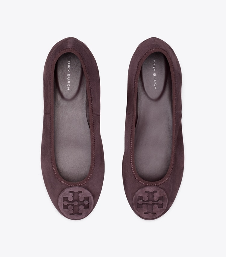 Tory Burch designer flats Reva Travel Ballet in SMOKY PLUM / SMOKY PLUM overhead