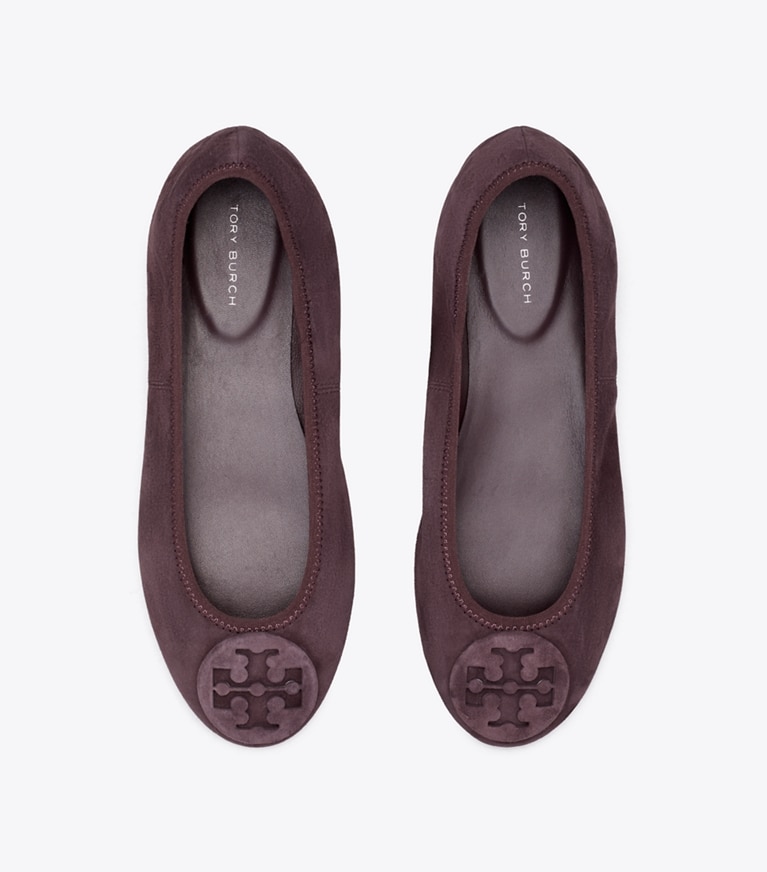 Tory Burch designer flats Reva Travel Ballet in SMOKY PLUM / SMOKY PLUM overhead
