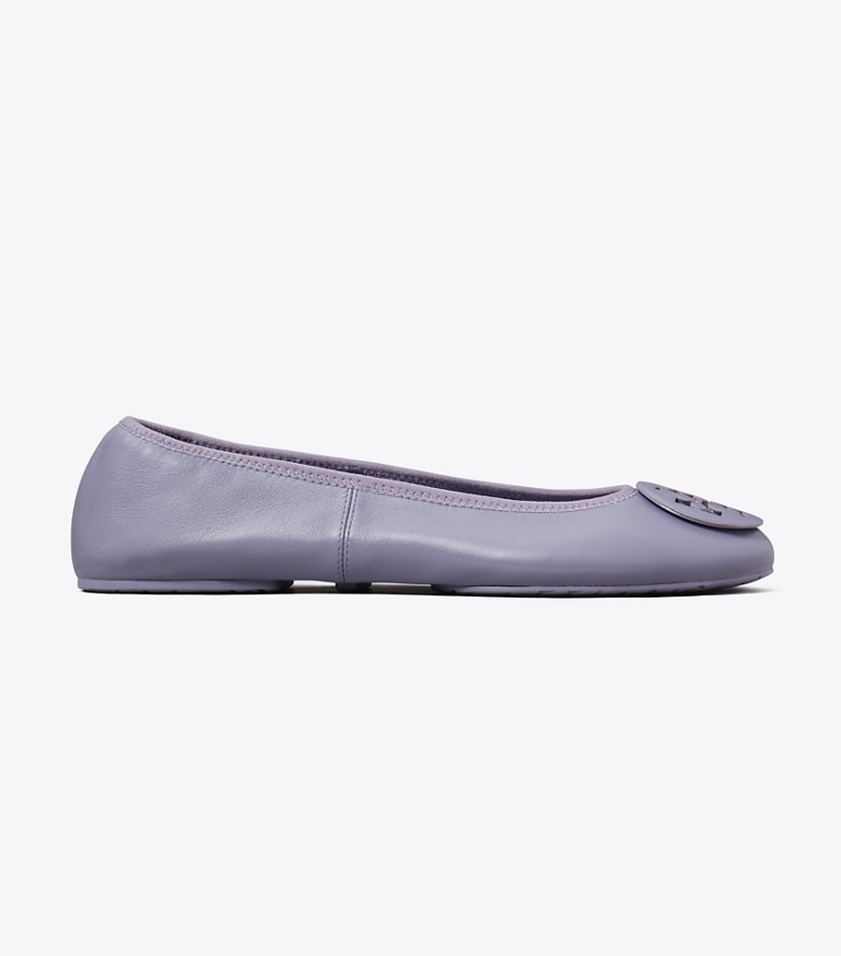 Tory Burch designer flats Reva Travel Ballet in DARK LOTUS side