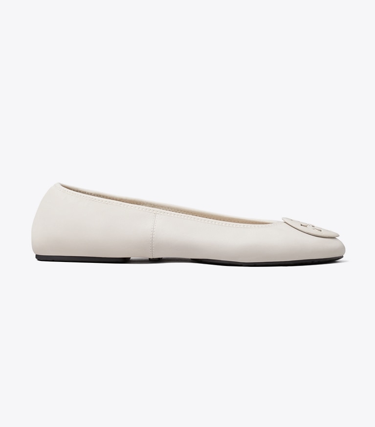 Tory Burch designer フラット リーヴァ トラベル バレエ in PEARL / PEARL side