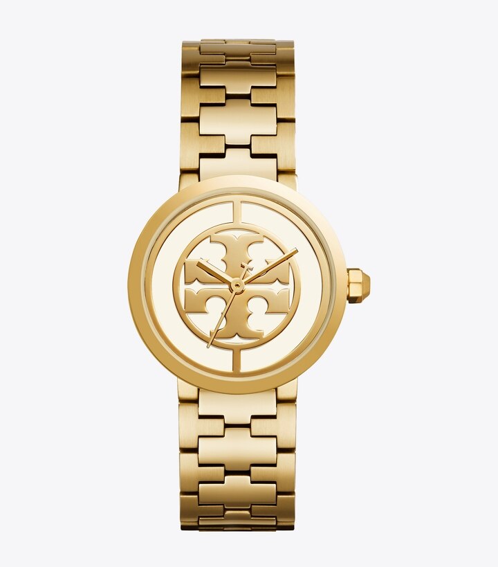 Reva Watch, Gold-Tone Stainless Steel/Ivory, 36 MM: Women's Designer Strap  Watches | Tory Burch