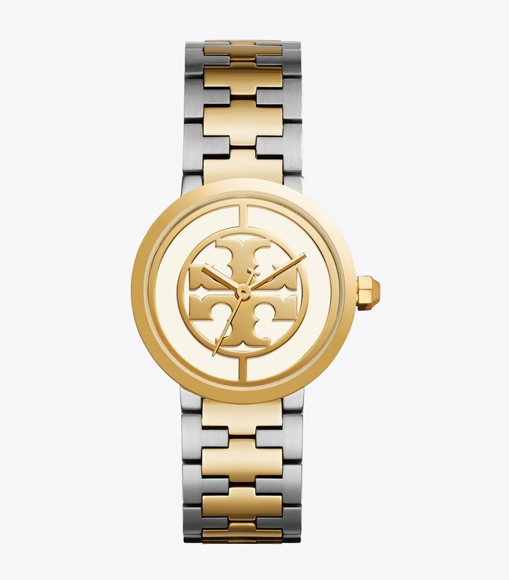 Reva Watch, Two-Tone Gold/Stainless Steel/Ivory, 36 MM: Women's Designer  Strap Watches | Tory Burch