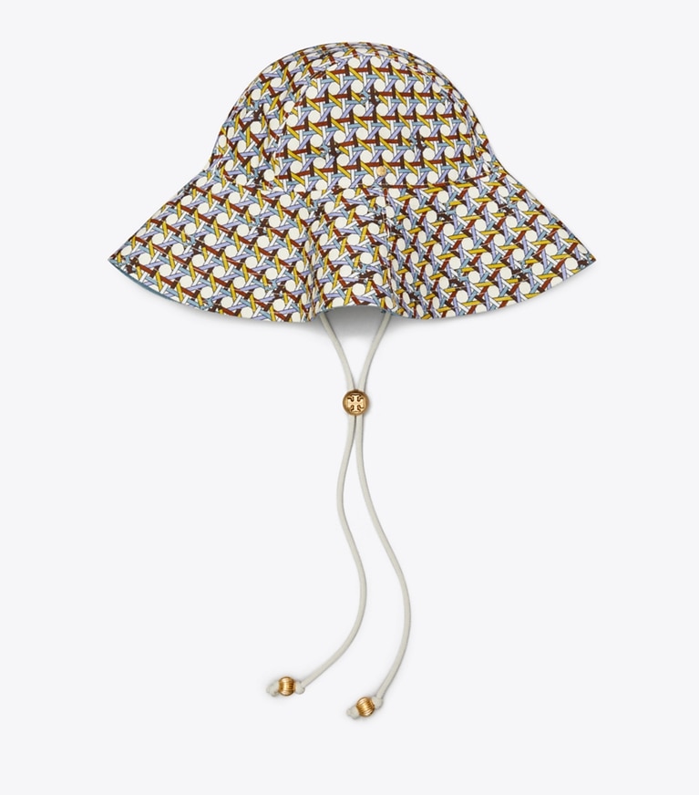 Tory Burch designer hats Reversible Basket-Weave Bucket Hat  in Multi front