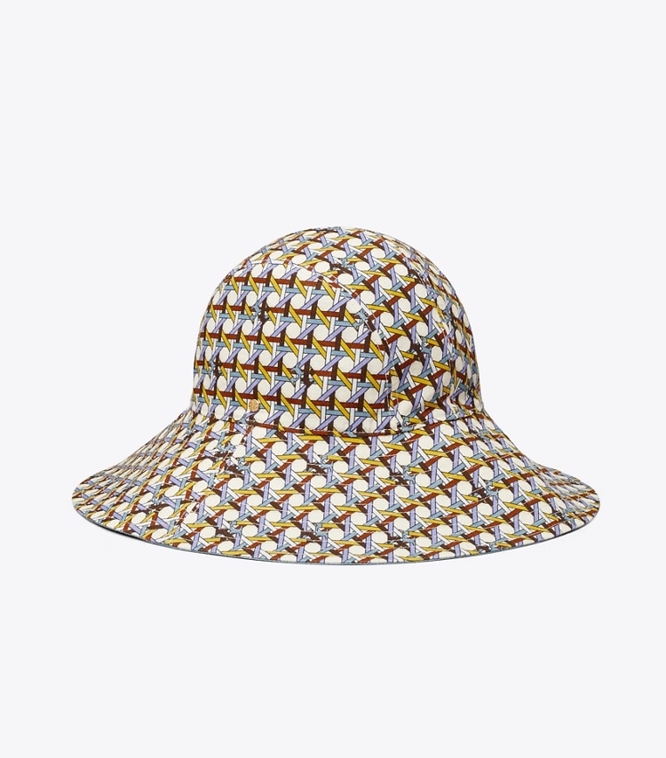Tory Burch designer hats Reversible Basket-Weave Bucket Hat  in Multi front
