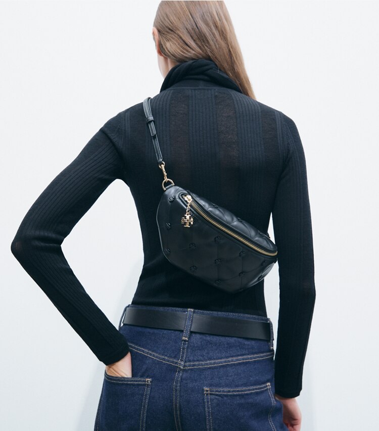 Tory Burch diseñador riñoneras Riñonera Bunny Knot en BLACK adicional en modelo