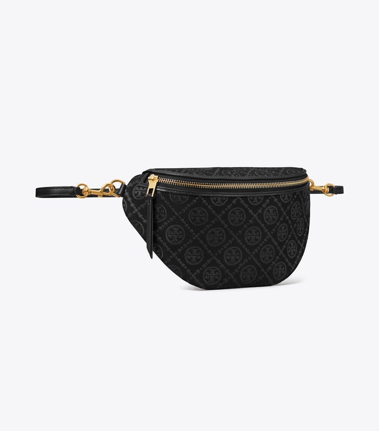 Tory Burch diseñador riñoneras Riñonera con monograma de T en Black ángulo