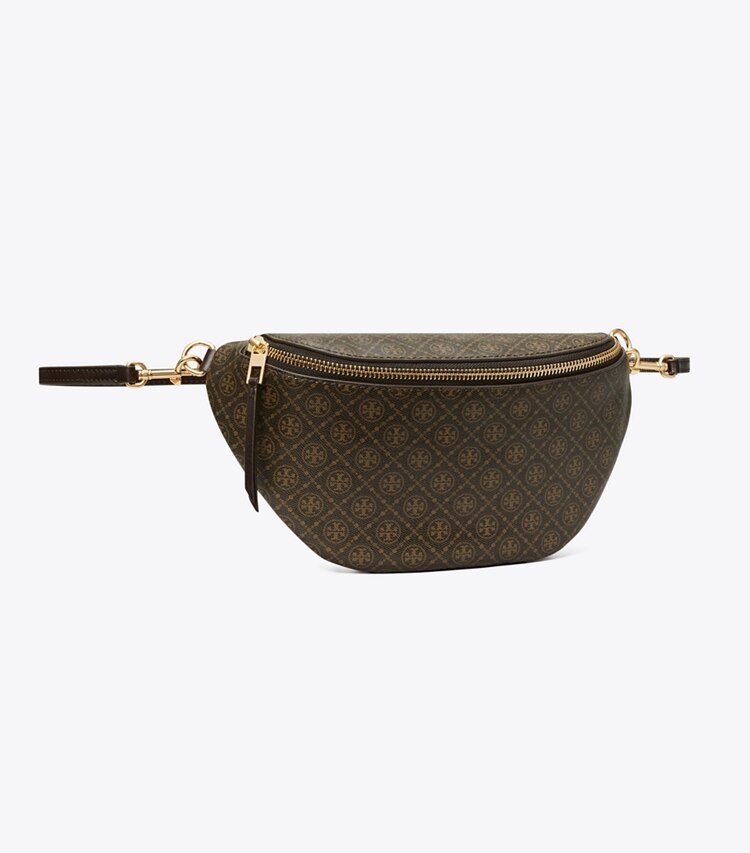 Tory Burch diseñador riñoneras Riñonera con monograma de T de lona revestida en French Press ángulo