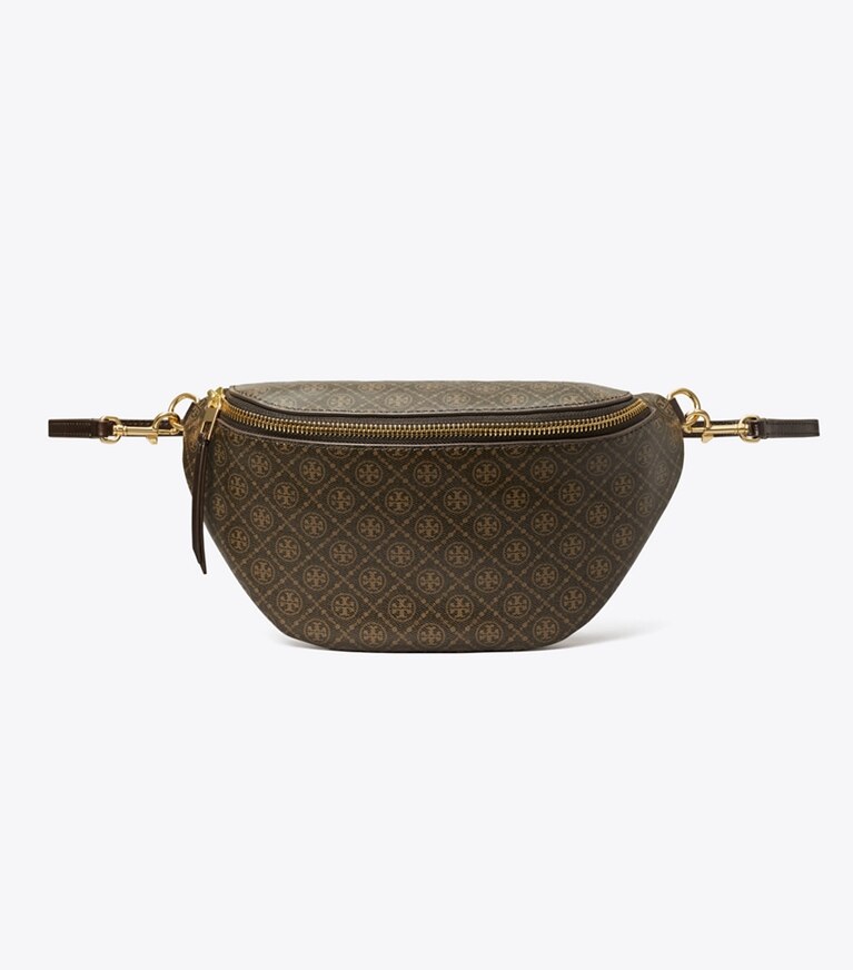 Tory Burch diseñador riñoneras Riñonera con monograma de T de lona revestida en French Press frontal