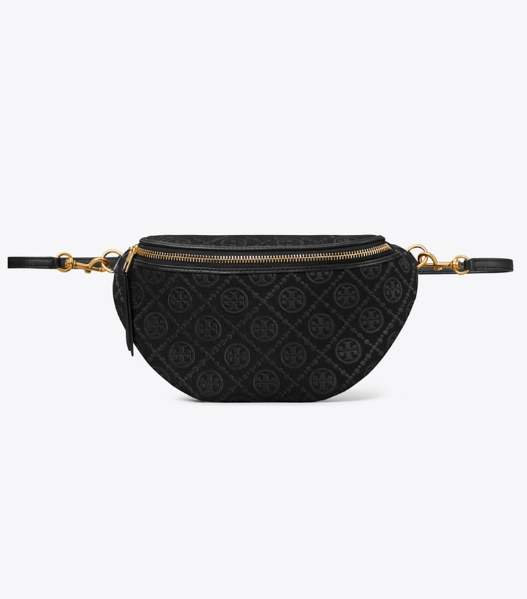 Tory Burch diseñador riñoneras Riñonera con monograma de T en Black frontal