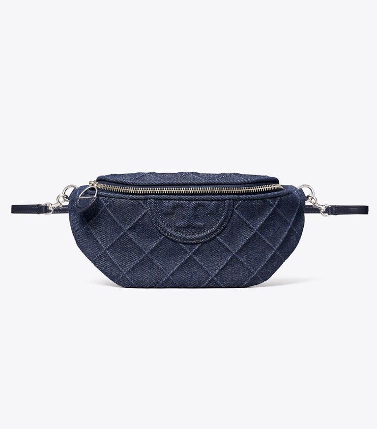 Tory Burch diseñador riñoneras Riñonera de mezclilla Fleming con dije en Blue adicional