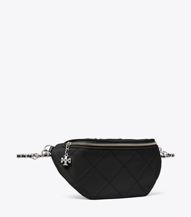 Tory Burch diseñador riñoneras Riñonera de nailon Fleming en Black ángulo