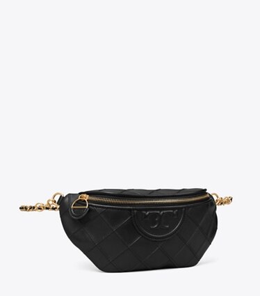 Tory Burch diseñador riñoneras Riñonera suave Fleming en Black ángulo