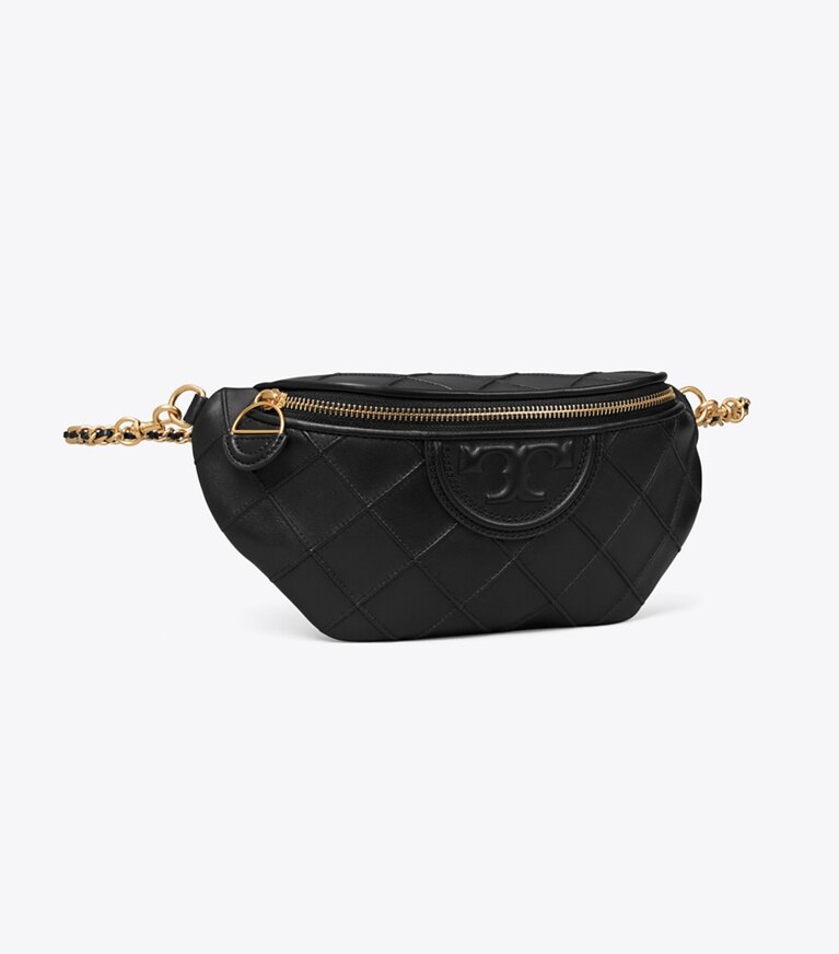 Tory Burch diseñador riñoneras Riñonera suave Fleming en Black ángulo