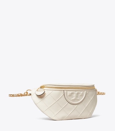 Tory Burch diseñador riñoneras Riñonera suave Fleming en Light Cream ángulo