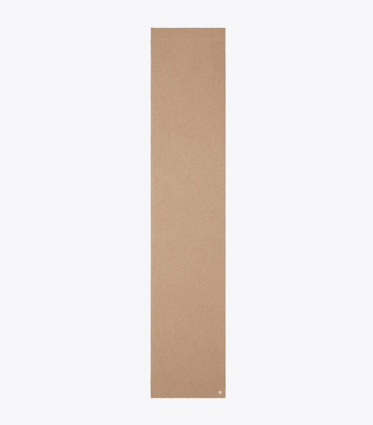 Tory Sport designer scarves Ribbed Cashmere Oversized Scarf in Natural Heather overhead