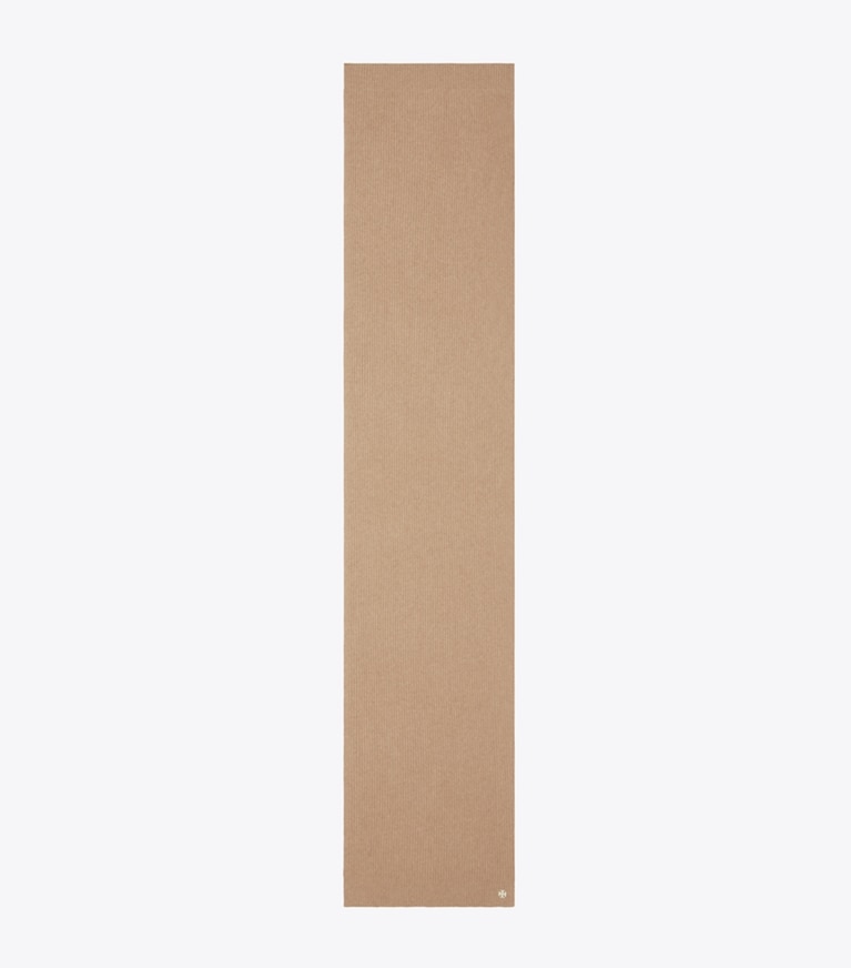 Tory Sport designer scarves Ribbed Cashmere Oversized Scarf in Natural Heather folded