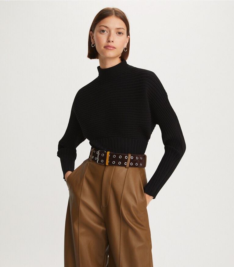 Ribbed Dolman Sleeve Sweater: Women's Designer Sweaters