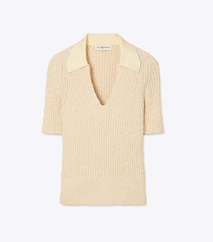 Ribbed Knit Polo: Women's Designer Sweaters | Tory Burch