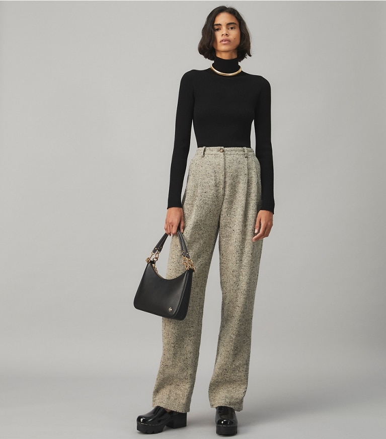 Tory Burch designer sweaters Ribbed Knit Turtleneck in BLACK front