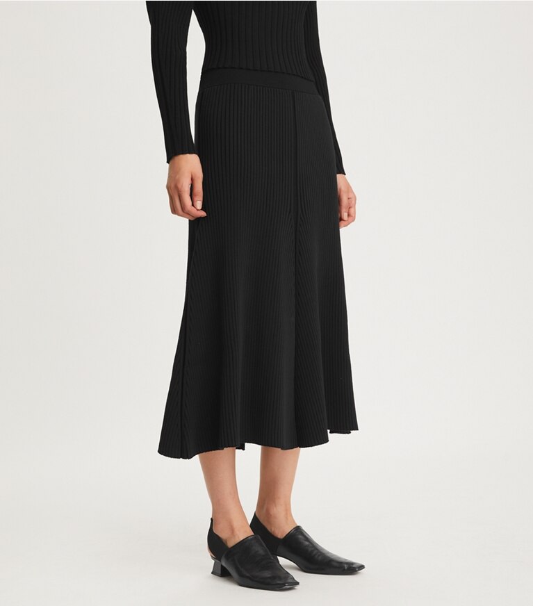 Tory Burch designer bottoms Ribbed Skirt in Black front