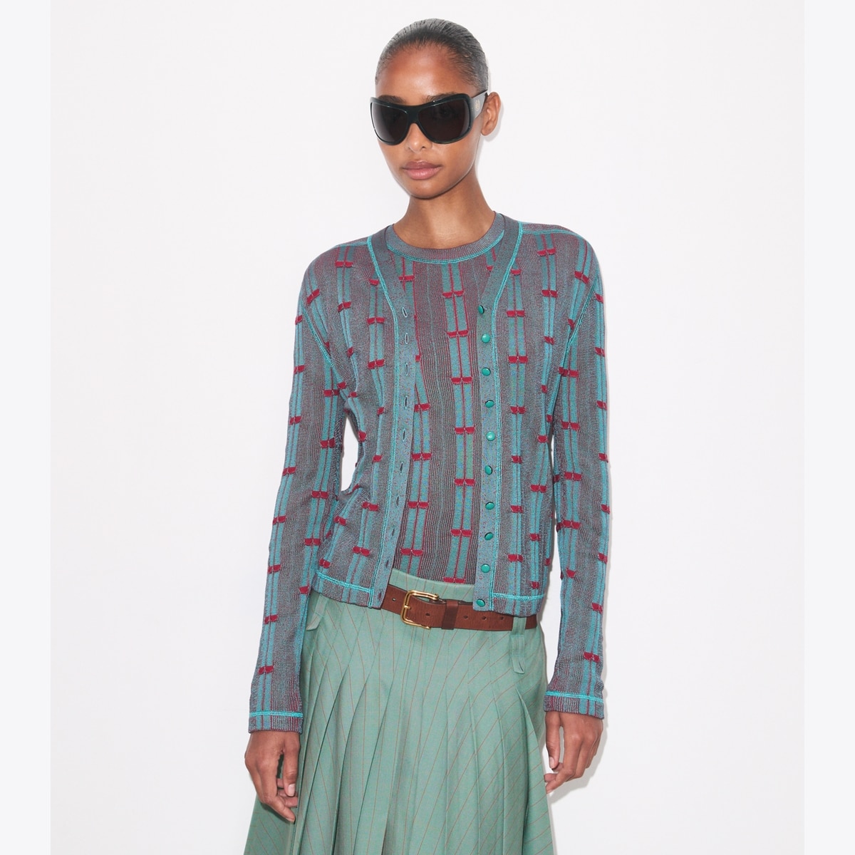 RIBBED VISCOSE CARDIGAN - thumbnail 2