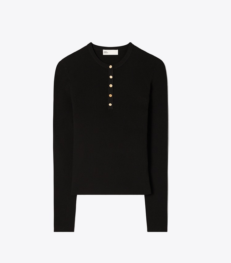 Tory Burch designer ジャケット リブ ビスコース ヘンリー in Black front