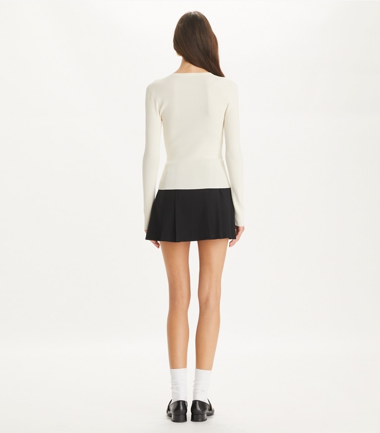 Tory Burch designer jackets Ribbed Viscose Henley in NEW IVORY front