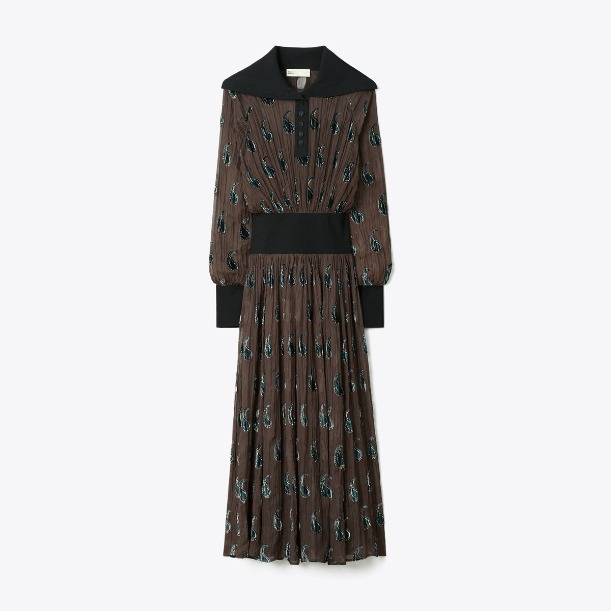 Tory Burch Women's Ribbed Waist Dress in Brown Paisley, size 6