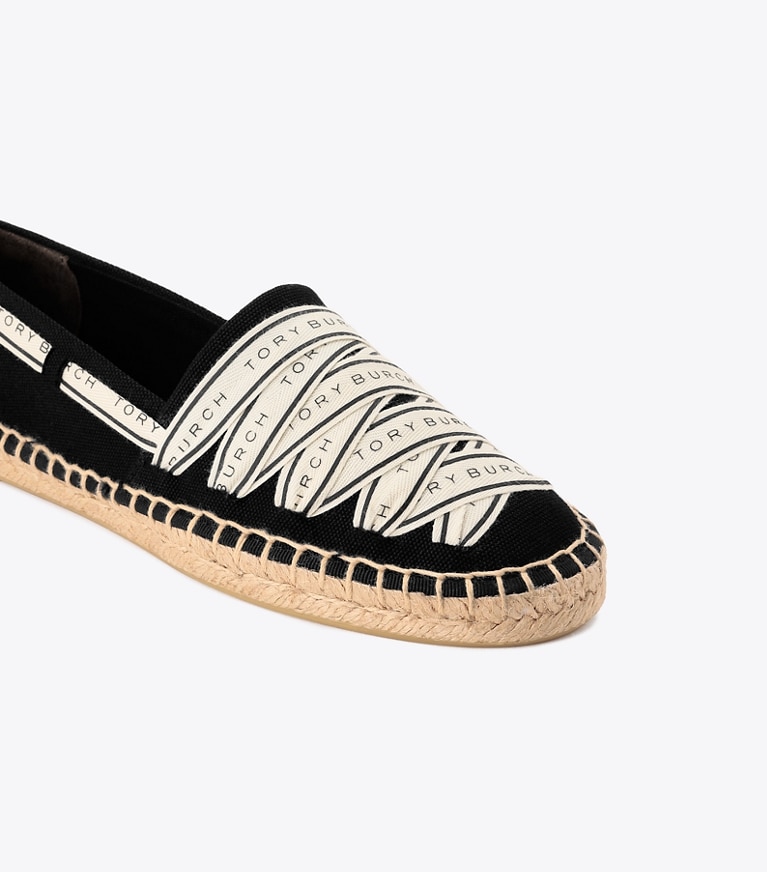 Tory Burch designer エスパドリーユ リボン エスパドリーユ in Perfect Black/New Cream/Perfect Black ディテール