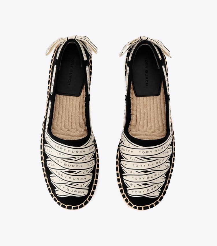 Tory Burch designer エスパドリーユ リボン エスパドリーユ in Perfect Black/New Cream/Perfect Black オーバーヘッド