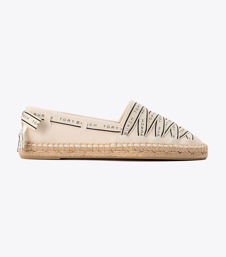 Tory Burch designer エスパドリーユ リボン エスパドリーユ in New Ivory / New Ivory / Perfect Black side