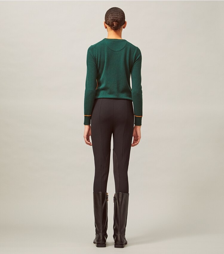 Tory Burch designer bottoms Riding Pant in Black on model back
