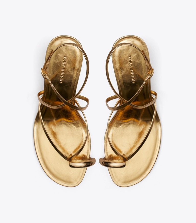 Tory Burch designer sandalen Riemchensandalette mit Piercingdetail in GOLD LEAF von oben