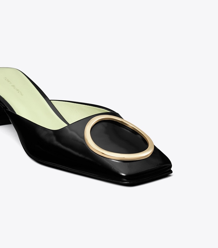 Tory Burch designer heels Ring Heeled Mule in PERFECT BLACK / GOLD detail