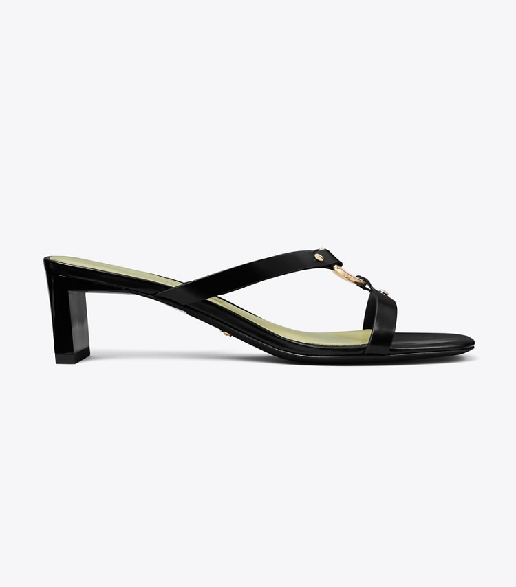 Tory Burch designer sandals Ring Heeled Sandal in PERFECT BLACK / MINT GREEN / GOLD side