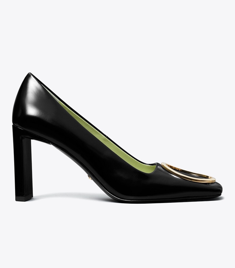 Tory Burch designer heels Ring Pump in PERFECT BLACK / GOLD angle