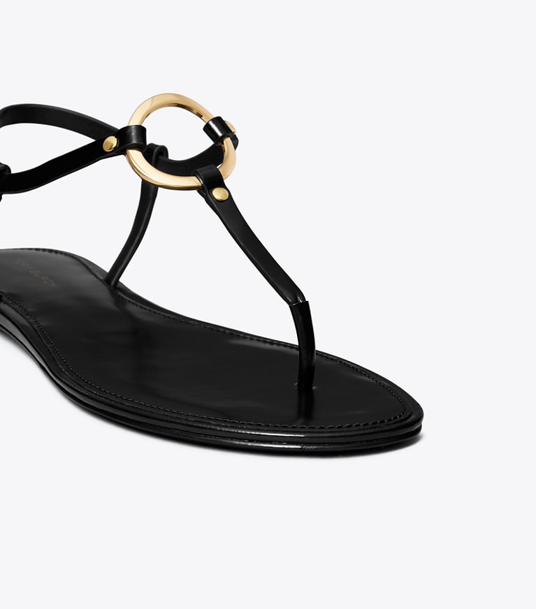 Tory Burch designer sandals Ring T-Strap Sandal in PERFECT BLACK detail