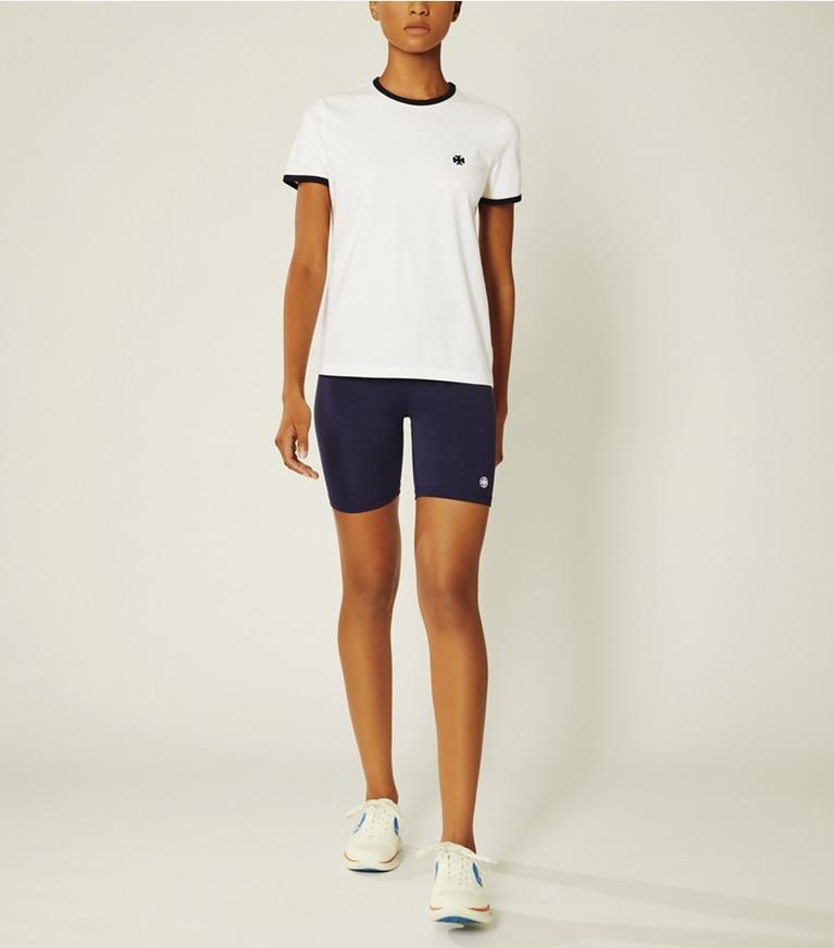 Tory Sport designer tops Ringer T-Shirt in Snow White front