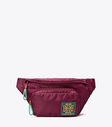 Tory Sport designer belt bags Ripstop Belt Bag in Winetasting front